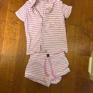 J. Crew Purple and White Striped Pajama Set
